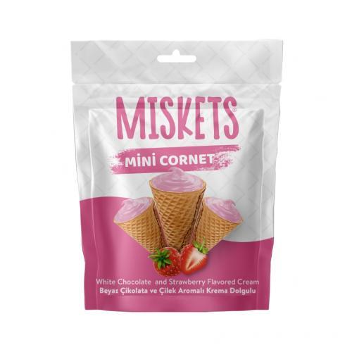 Miskets 迷你甜筒饼干 - 白巧克力&草莓味 50g